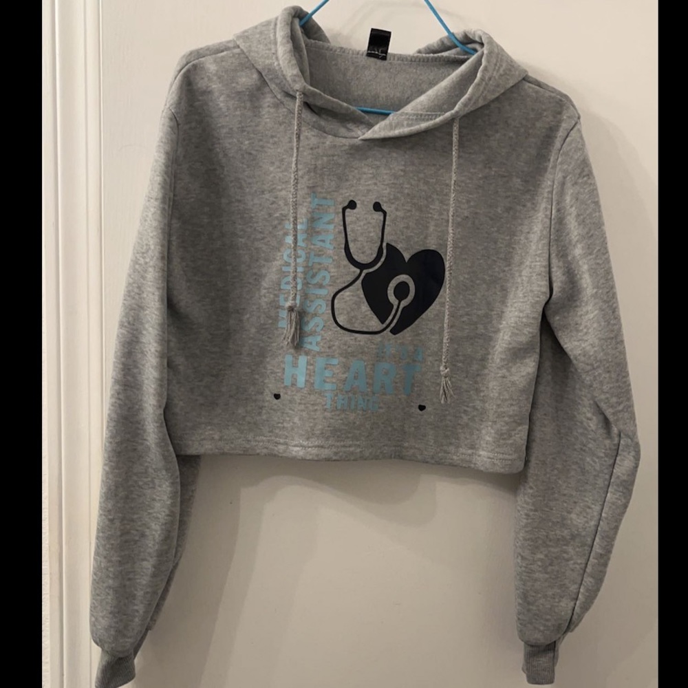 Grey Crop Hoodie